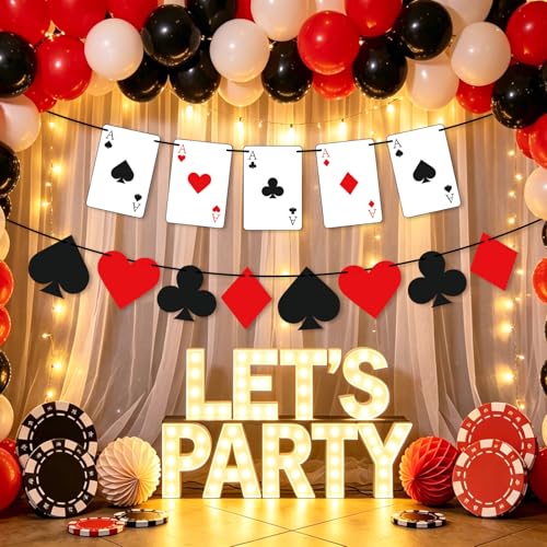 Image of Hooqict Poker Party Banner Casino Theme Party Decorations Banner Garland Sign for Las Vegas Poker Game Night Casino Birthday Decorations Supplies