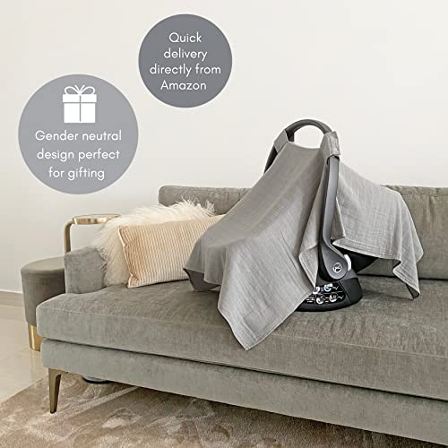 Mozah 100% Organic Muslin Car Seat Covers For Babies Baby Car Seat Covers For Girls (Belgian Grey) #TOP6