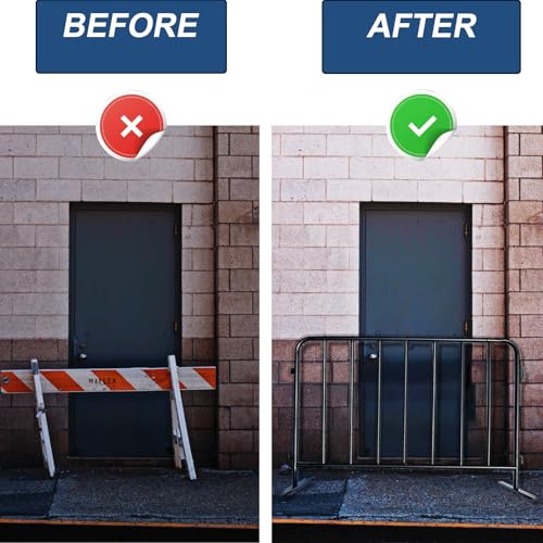 BIGalleons 2-Pack 5 Ft. Black Steel Crowd Control Barricades - 60\" Wide x 39\" High, Bolt-Assembled Portable Interlocking Barrier, Heavy Duty Event Fencing for Indoor/Outdoor with Flat Feet Design