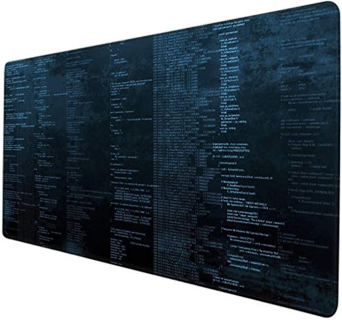 Alfombrillas de ratón para Ordenador Tecnología Hacker anónimo tecnología programación Cool Negro Simple Creativo Grande Mouse Pad Juego XXL Teclado Escritorio Pad Antideslizante Impermeable suav