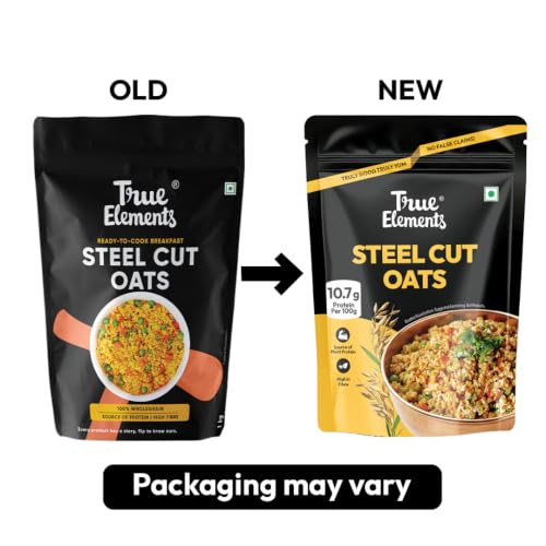 Image of True Elements Steel Cut Oats 500 g*2 - Diabetic Friendly | High in Protein and Fiber | Gluten Free Oats | Healthy Breakfast Cereals