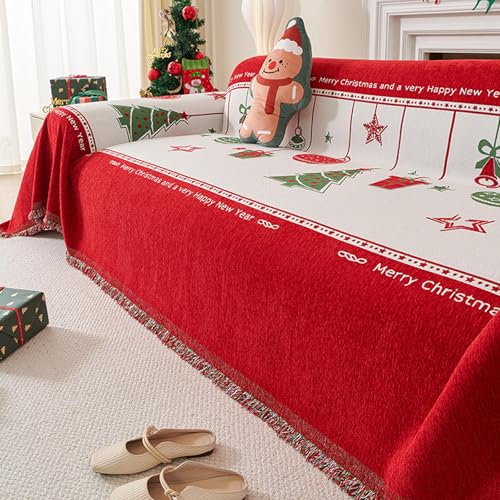 Housse de canapé de Noël rouge lavable en machine pour grand canapé d'angle modulable - 2