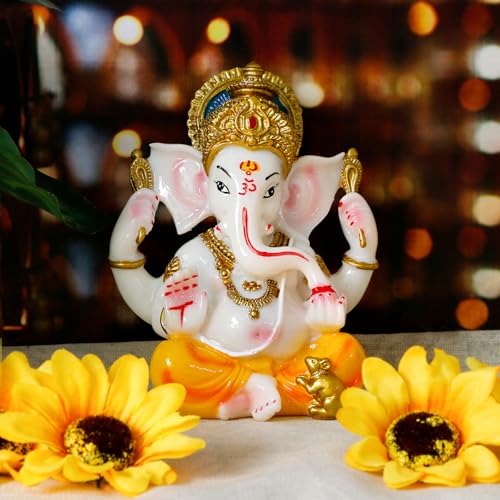 Estatua de Ganesha en Polystone Dorado miniatura 3