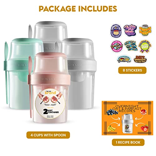 The Inc Brand 4 Pack Oatmeal Container Portable Cereal Cup | Yogurt Containers With Lids With Spoon | Airtight Travel Cereal Bowl And Milk Container #TOP4