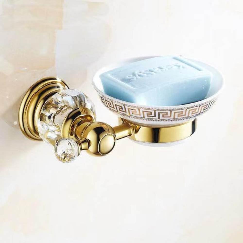 Estante de Ducha de latón, Soporte para Papel higiénico, Barra de Toalla montada en la Pared de Cristal Plateado, Soporte para escobilla de baño, Juego de Accesorios de baño, Caja de jabón Dorada