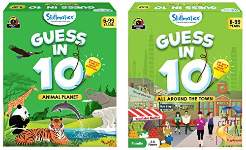 Skillmatics Guess in 10 - Animal Planet + All Around The Town (Ages 6-99) Bundle | Card Game of Smart Questions | General Knowledge for Kids, Adults and Families | Gifts for Kids