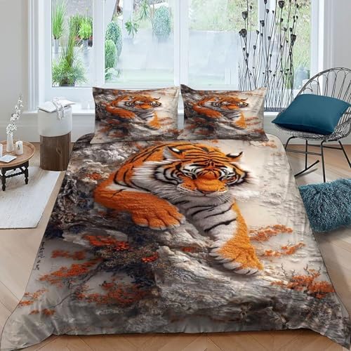 Parure de lit motif faune sauvage imprimé tigre en taille 200x200