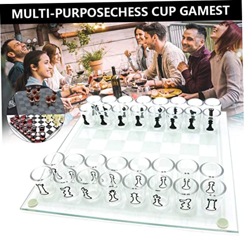 Jeu d'échecs en verre au design épuré, ensemble de divertissement chic pour table basse - 4