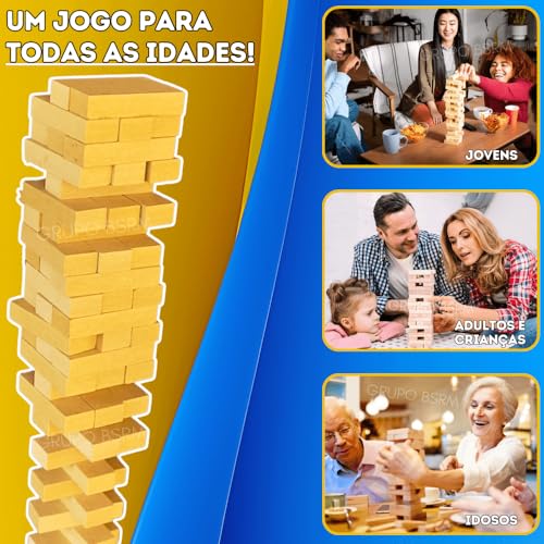 Kit Jogo Caiu perdeu edição especial torre de madeira blocos de empilhar infantil com Cilindro Mágic