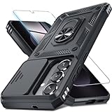 Janmitta Compatible with Samsung Galaxy S26 Case Built in Slide Camera Lens Cover+Screen Protector+Finger Ring Holder Kickstand,Heavy Duty Shockproof Full Body Phone Cover,2026 Black