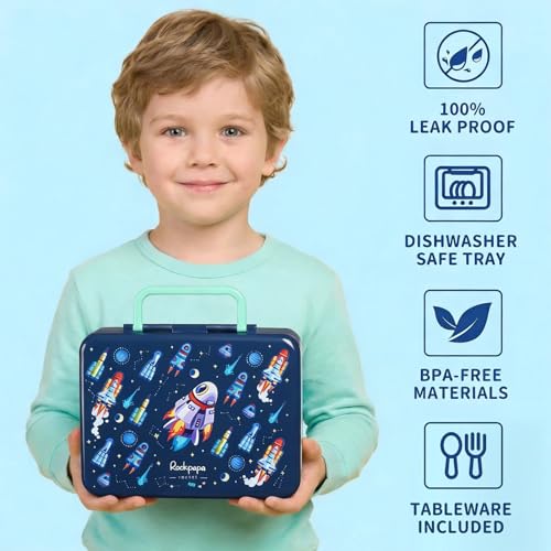 Image of rockpapa 5.5 Cups Bento Lunch Box for Kids, 5-Compartment, Rocket