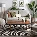 Modern Animal Print 3x5 (3'3'' x 5'3'') Area Rug Shag Zebra Brown Ivory Plush Easy Care Thick Soft Plush Living Room