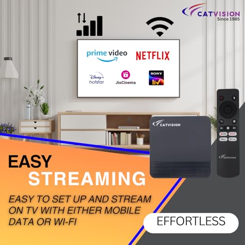 Image of Catvision high-Performance Box | Android v10 | 2GB Ram |16GB ROM | Dual Band Wi-Fi | Infrared Remote | BIS Approved