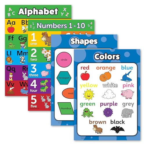 Azonee Alphabet Poster, Kid Educational Charts, 4Pcs Laminat...
