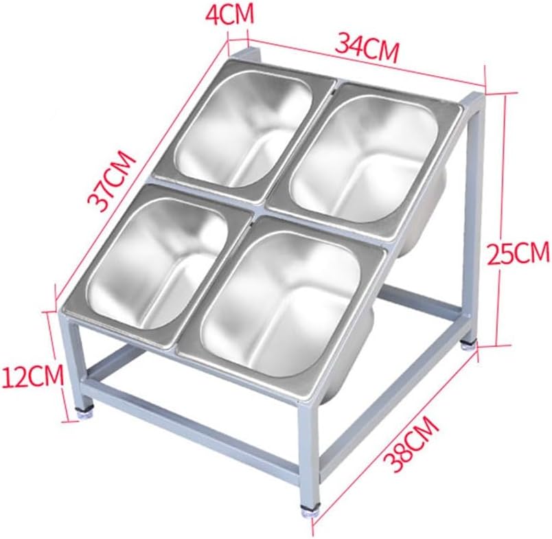 Stainless Steel Condiment Holder, Pizza Topping Station With Lids, 4/6/8 Compartment Trays For Restaurants, Hot Pot Shops, Fruit Shops(Silver,34x38x25cm)