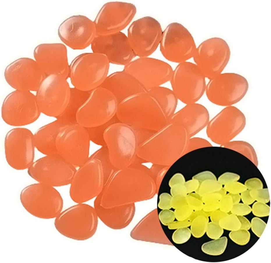 Glowing Stone Orange Glowing Garden Pebbles, Decorative Stones That Glow in The Dark, Potted Fish Tanks, Glowing Plastic Pebbles (Size : 400PCS)