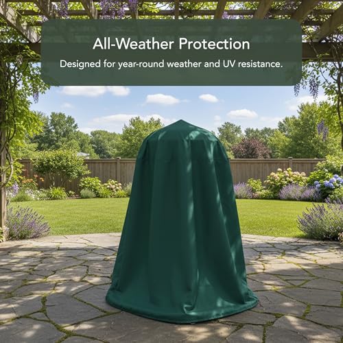 Covermates Classic Outdoor Fountain Cover - All-Weather Water-Resistant Heavy-Duty Garden Statuary Protector - Debris Shield - Durable 12-Gauge Vinyl with Elastic Hem, 40DIAMETER x 50H, Green by Covermates - Image 5