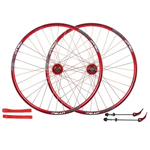 Zyy Juego Ruedas de Bicicleta, Ruedas Ciclismo Juego Ruedas Freno Disco Bicicleta montaña Cojinete liberación rápida Palin 7/8/9/10 Velocidad 26 Pulgadas Llantas Hub (Color : Red)
