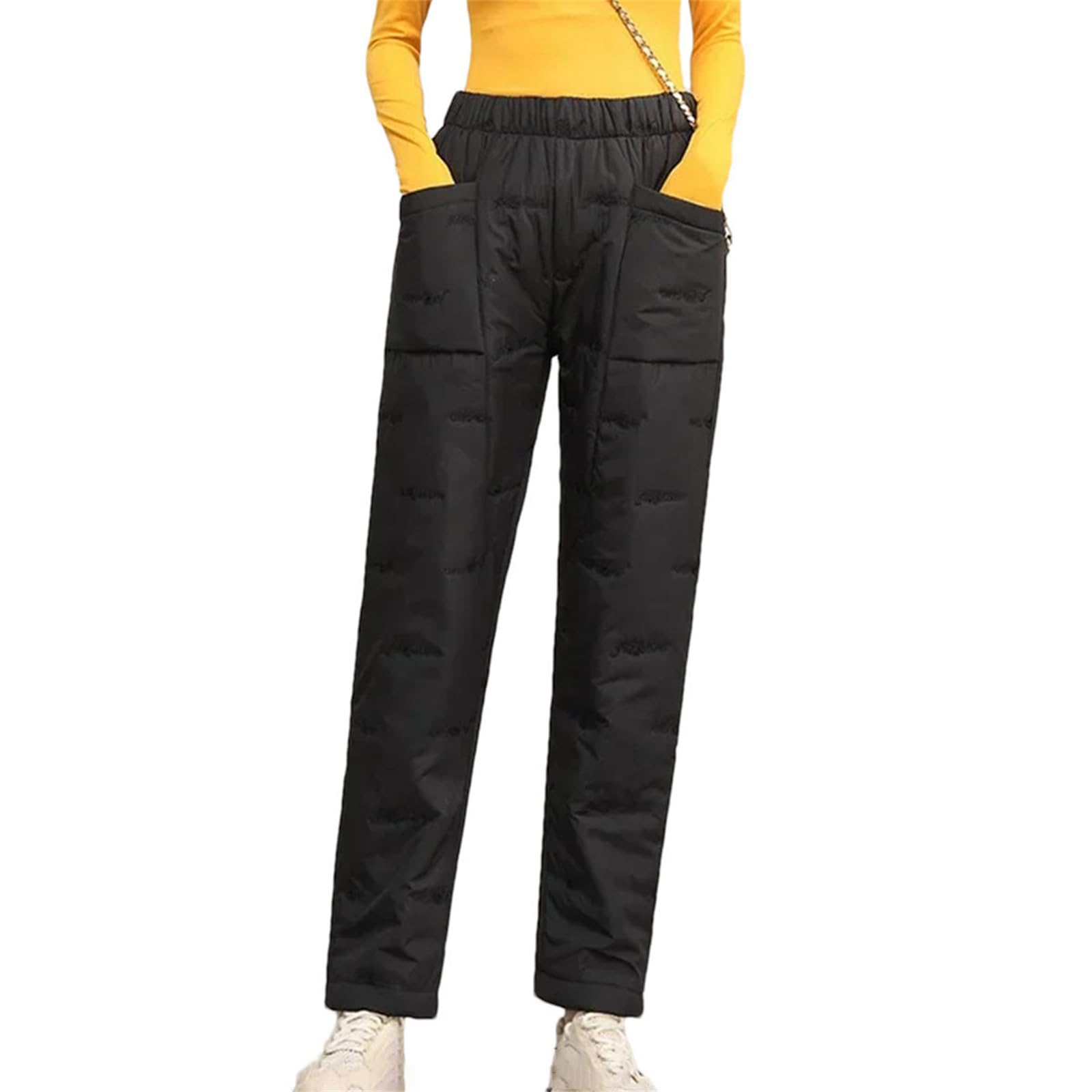 Pantalones ligeros de algodón acolchado para mujer, pantalones de pierna recta para invierno, pantalones holgados, adelgazantes y cálidos
