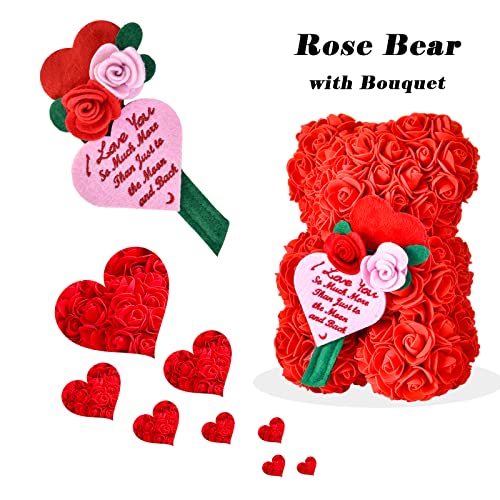 U Uqui Rose Bear Flower Bear Rose Teddy Bear With Premium Box Gifts For Her, I Love You Anniversary Birthday Gifts For Wife Girlfriend Mom, Cute Romantic Gifts Or Decorations #TOP1