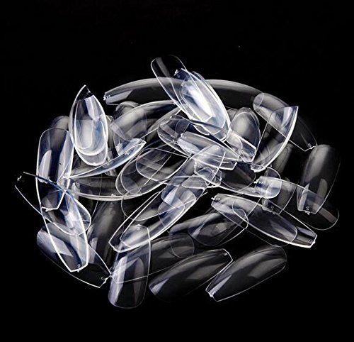 500pcs Ballerina Nail Tips Full Cover Acrylic False Nails Coffin Nails 10 Sizes for Nail Salons and DIY Nail Art (Clear)