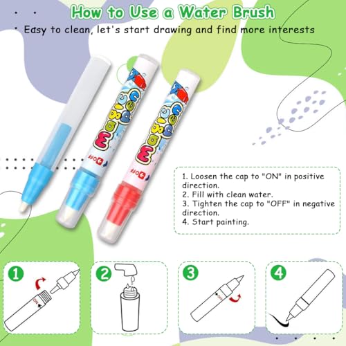 Image of PATPAT 100x80CM Reusable Magic Water Doodle Mat for Kids, Fruit & Animal Park Educational Drawing Toys Mat with Water Pens, Roller Stamps, Templates & Guide Birthday Gift for Kids