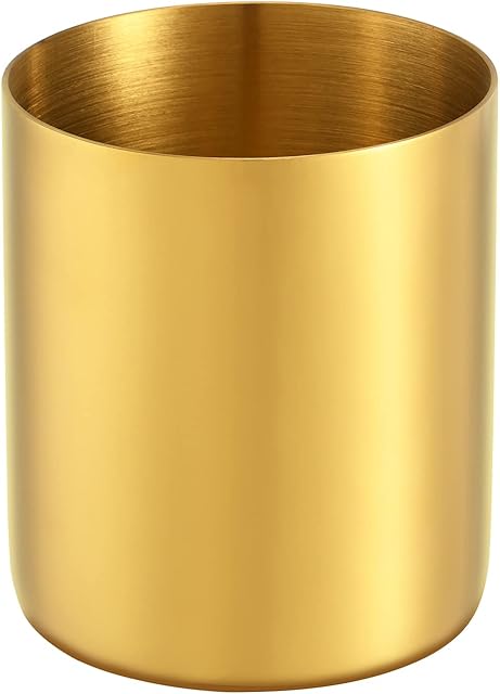 luvtree Gold Pen Cup, Stainless Steel Pen Holder, Desktop Pencil Cup Pencil Holder, Pen Organizer for Desk