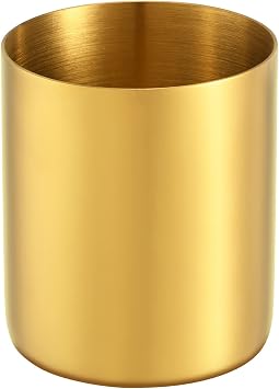 Gold Stainless Steel Pen Holder1.2mm Thick 304 Steel, Vacuum Plated Fade-Proof Desk Organizer for Stationery & Makeup Brushes