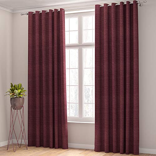 Curtains Faux Linen, Thermal Insulated, 3 Pass 100% Blackout Eyelet Curtains (Regency Red, 66 x 54 inch 168 x 137 cm) - Image 2