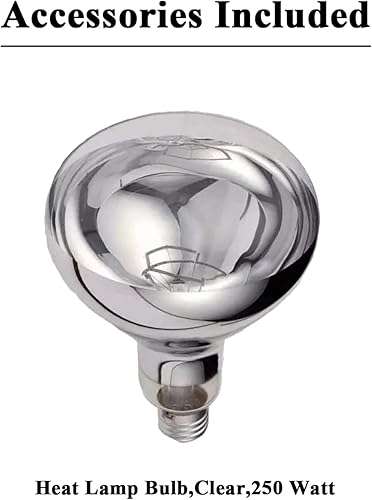 Miniatura 4 de Lámpara de calor para alimentos colgante, calentador de alimentos infrarrojos, lámpara de calefacción para freír, 250 W con bombilla (diámetro