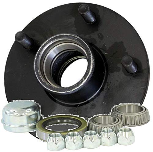 Trailer Axle Hub Kit for 3.5K Axle 5on5 Bolt Circle L44649 & L68149 Bearings Pre-Greased