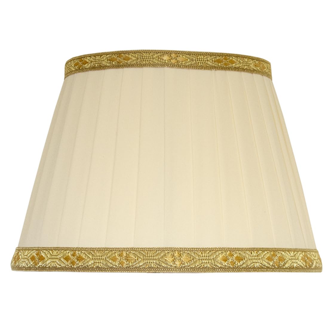 cappello paralume paraluce diametro 30 cm. attacco E27 per lampada tondo nuovo plissettato plissé avorio panna arricciato tessuto stoffa fatto a mano Made in Italy cucito a mano.