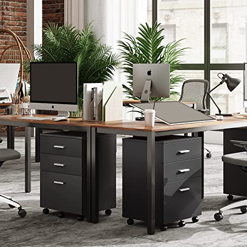 Devaise 3 Drawer Wood Mobile File Cabinet, Rolling Filing Cabinet For Letter/A4 Size, Black #TOP7