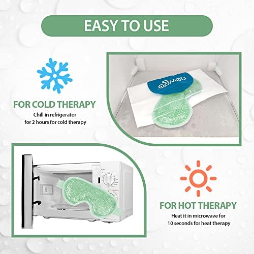 NEWGO Cooling Eye Mask for Puffy Eyes, Reusable Hot Cold Therapy Gel Cold Eye Mask for Migraine, Headache, Dark Circles, Dry Eyes, Swollen Eyes, Sinus Pain, Green-2PCS