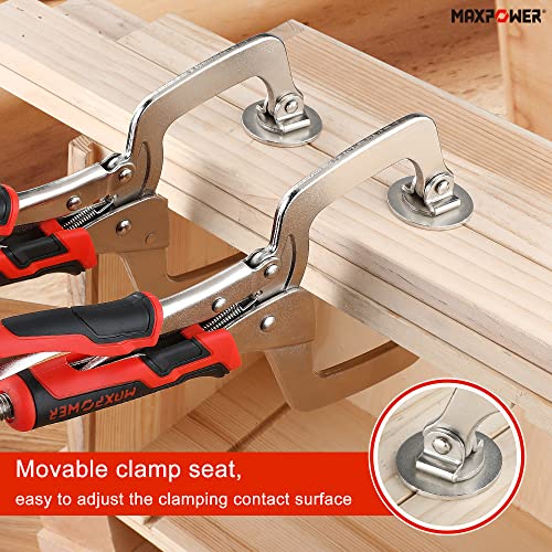 Image of MAXPOWER 11-Inch Locking C Clamp Set, 2 Pack Metal Face Clamp with Large Flat Swivel Pads, Adjustable Heavy Duty C Clamps Locking Pliers for Woodworking, Carpentry, Cabinetry, Welding and Repair