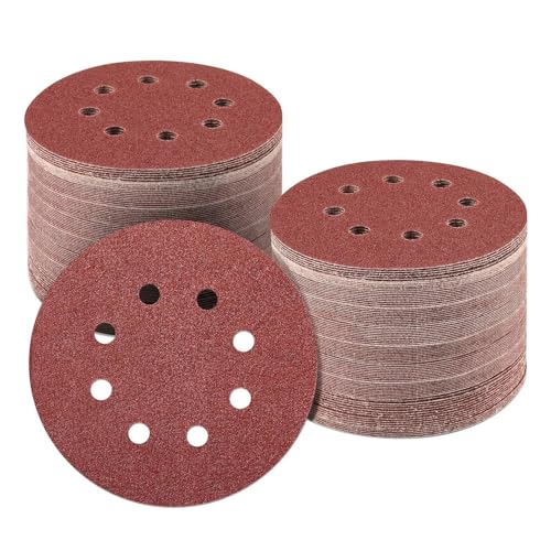 100 Pcs 5-Inch 8-Hole Hook &amp; Loop Sanding Discs,240 Grit,Best Orbital Sander Pads for Wood,Auto,Metal Polishing,Wet &amp; Dry Sandpaper for Random Orbital Sander.
