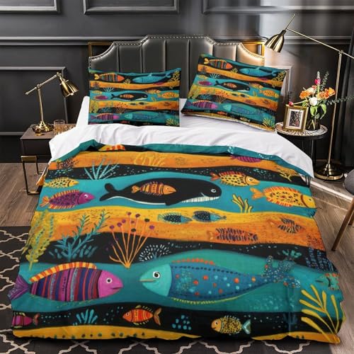 Housse de couette poisson hypoallergénique avec fermeture éclair 3D - 2