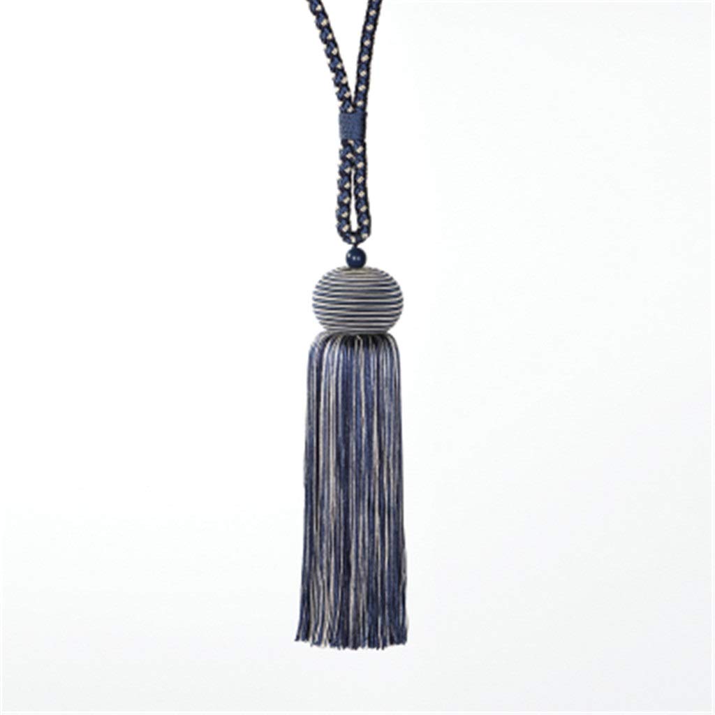 Lot de 2 Attaches de Rideaux à Pompons pour Rideaux, Accessoires de décoration pour la Maison (Bleu Saphir)
