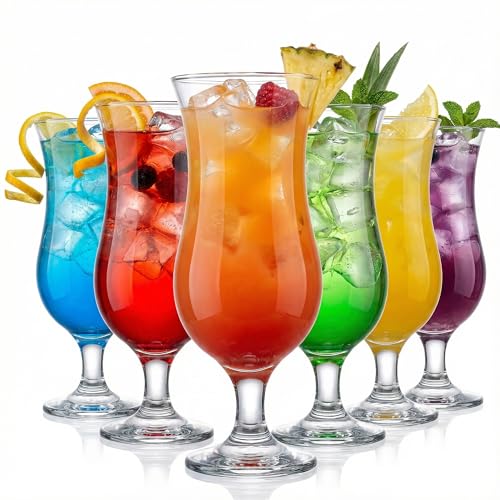 the mask el turko Tall Cocktail Glasses 6 Pcs Milkshake Mojito Margarita Sangria Pina Colada Glasses Large Hurricane Glass Stemmed Big Coupe Glassware (6x460ml)