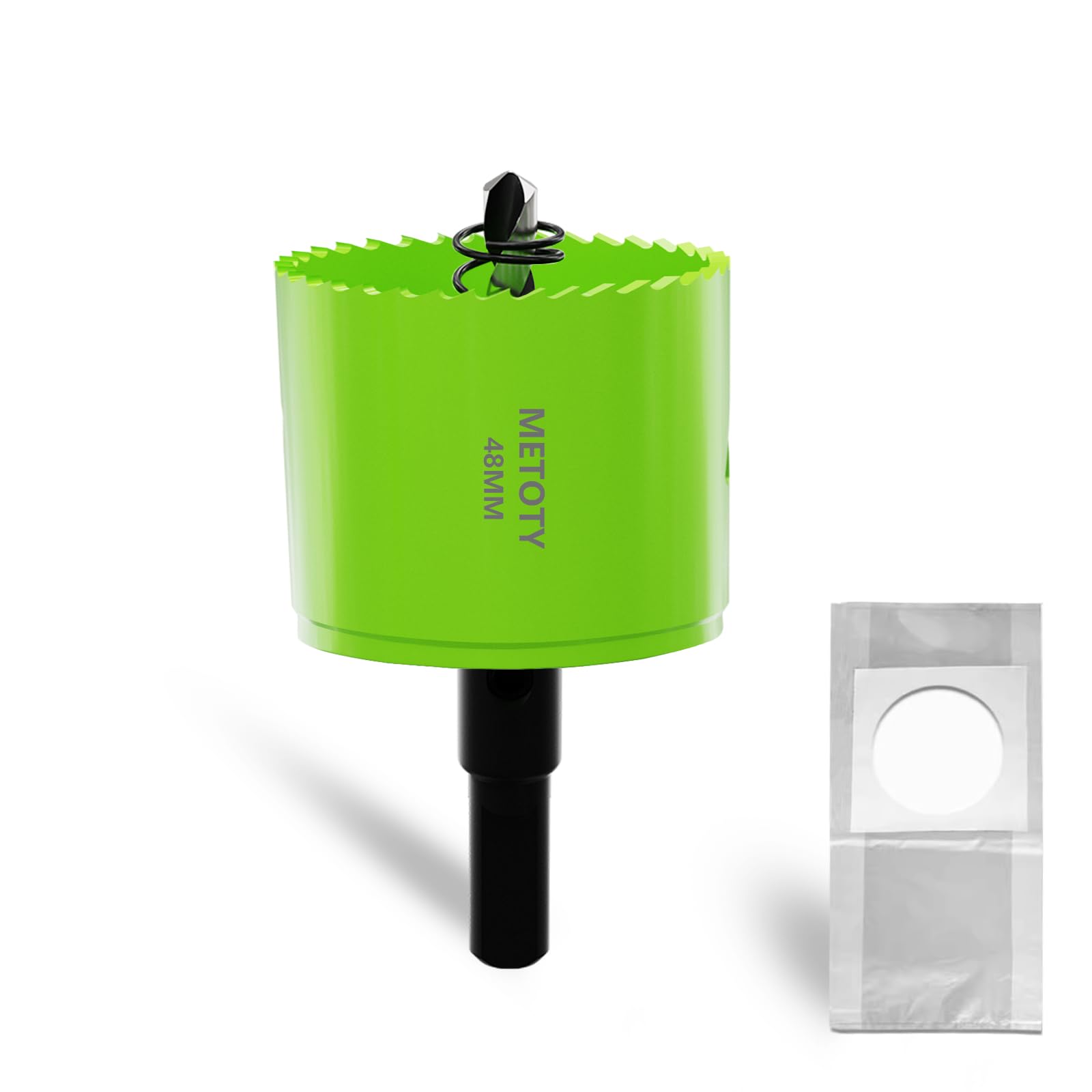 METOTY 48mm Bi-Metall-Lochsäge,Universal HSS M42 Lochsägen,mit Dreiecksschaft Adapter und Zentrierbohrer, Ein kostenloser Staubbeutelfür Aluminium, Metalle, Kunststoffe, Acrylglas, Holz, Gipskarton