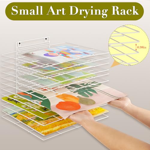 Image of Art Drying Rack for Classroom Paint Drying Rack Small Wall Art Storage Rack with 12 Removable Shelves for Classrooms and Art Studios (White, 12 Shelves)