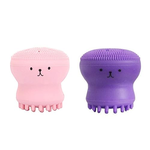 Miniatura 6 de Cute Little Octopus - Cepillo de limpieza facial de silicona para limpieza profunda, exfoliante, removedor de maquillaje, masaje (4 unidades, rosa,