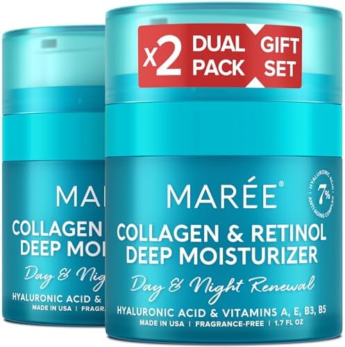 MAREE Face Moisturizer Collagen Cream for Face 2 Pack โ Hyaluronic Acid & Retinol โ Anti-Aging Wrinkle Creams โ Crema Para La Cara
