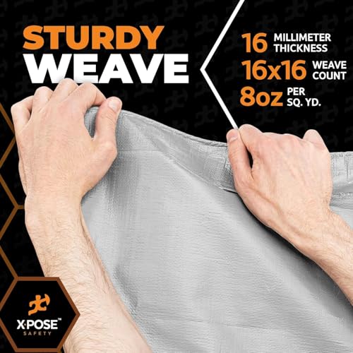 image for Xpose Safety Super Heavy-Duty 5' x 7' Silver/Brown Poly Tarp (2-Pack) 