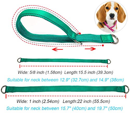 Mycicy Reflective Slip Collar, Soft Nylon Training Choke Collar For Dogs In Turquoise 22", Wide 1" #TOP4