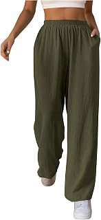 2023 Women's Palazzo Lounge Pants Stretchy Wide Leg Casual Pants Comfy High Waist Trousers Fall Flowy Pant Loose Sweatpants