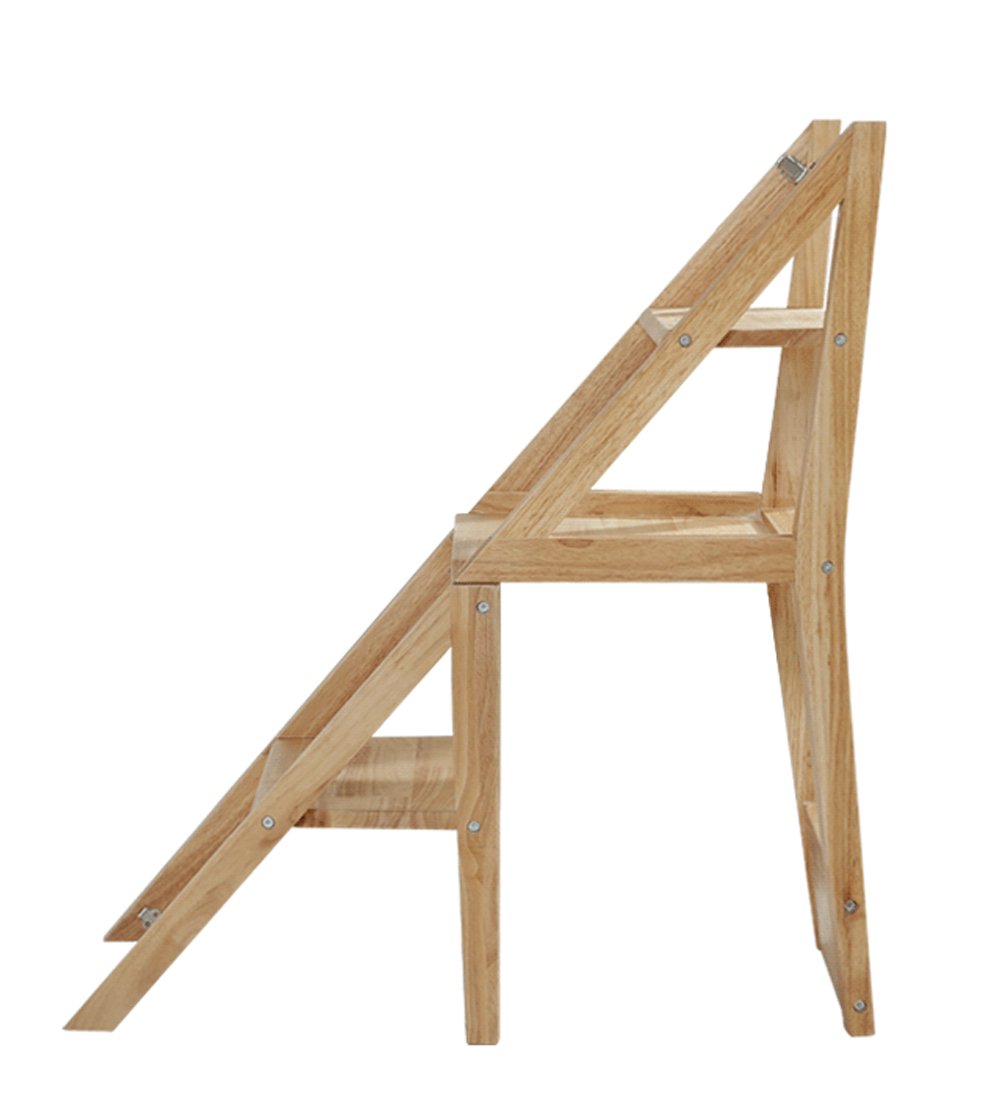 Chaise échelle en bois de caoutchouc DASHADAO : escabeau pliant 4 niveaux pratique