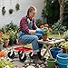 Shulemin 360° Swivel Garden Cart Seat - Height Adjustable Rolling Stool with Tool Tray & All-Terrains Wheels, 330Lbs Heavy Duty Gardening Stool for Seniors, Elderly, Knee Pain Relief Red