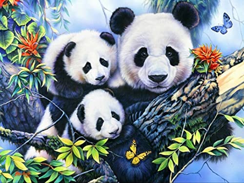 Kit peinture au diamant 5D panda sur l'arbre strass complet broderie 30x40 cm