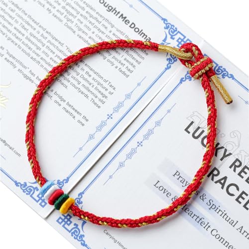 LUCKYDOLMA LUCKYDOLMA Tibetan Monk Handmade Blessed Five-Color Prayer Flags Lucky Red String Bracelet for Women - Gift of Amulet for Protection, Positivity, Health & Wealth from the Himalayas.